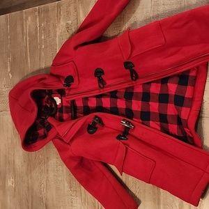 Red toggle coat with hood gap kids